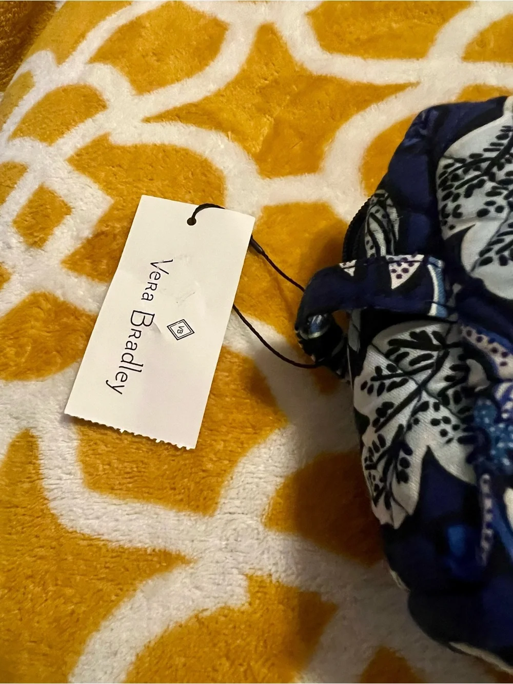 Vera Bradley Navy Ribbon Zip Pull